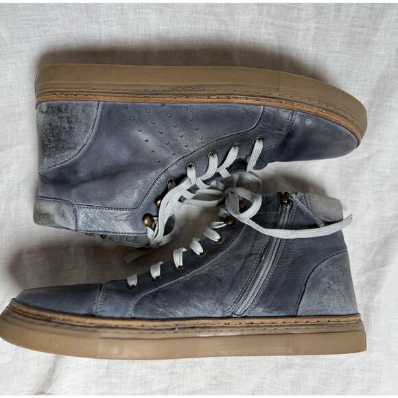 ROAN by Bed Stu Mac II Leather High Top Sneakers Blue Grey Men’s 
Size ?